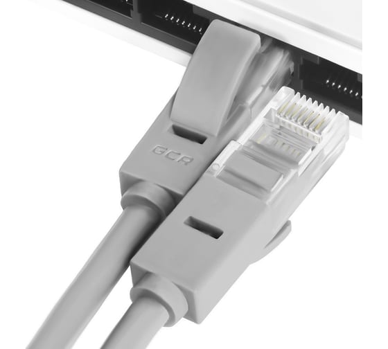 Быстрый LAN кабель для интернета GCR 5.0m, серый, литой LNC603-5.0m
