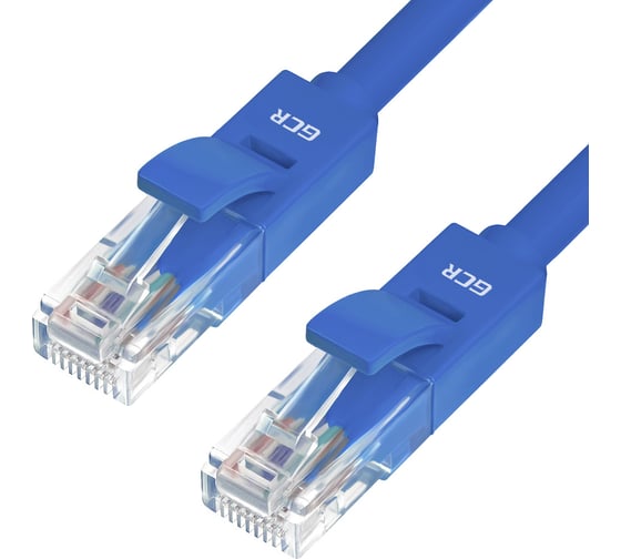 Литой LAN кабель для интернета GCR 0.3m, синий VIVLNIC01-0.3m 1