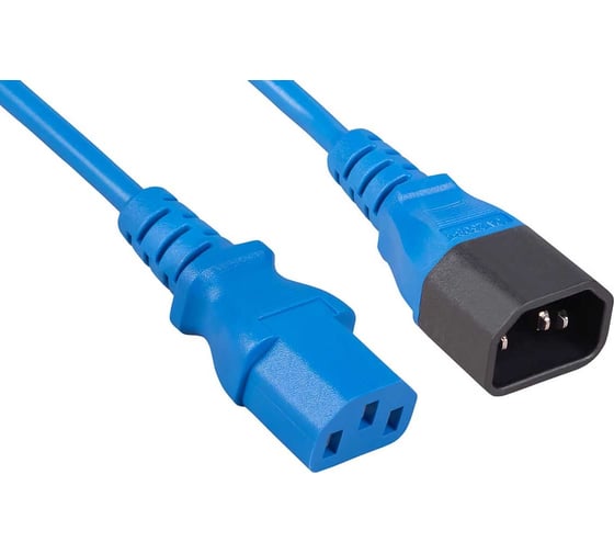 Кабель питания Cabeus монитор-компьютер IEC 320 C13 - IEC 320 C14 (3x0.75), синий, 1.8 м PC-189-VDE-1.8M-BL 1