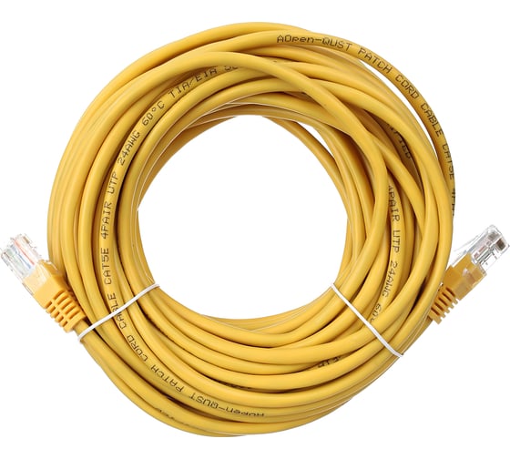 Патчкорд AOpen/Qust литой UTP кат.5е 15м желтый ANP511-15M-Y