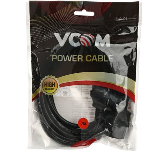 Кабель монитор - компьютер VCOM 220V /UPS - устройство/ VDE 3G*0.75mm2 CE001-CU0.75-3M