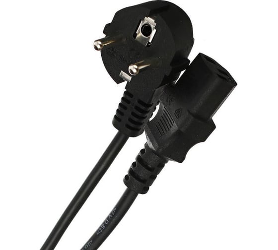 Кабель компьютер-розетка VCOM 220V, угловая евровилка, VDE 3G*0,75mm2 CE021-CU0.75-1.8M