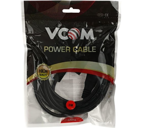 Кабель питания для ноутбуков VCOM 3-pin /угловая евровилка/ VDE 3G*0.5mm2 CE022-CU0.5-3M