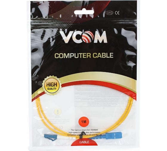 Оптический шнур VCOM  LC-SC, UPC, одномодовый, Simplex VSU302-1M
