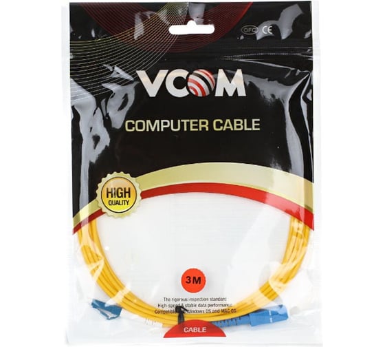 Оптический шнур VCOM LC-SC, UPC, одномодовый, Simplex VSU302-3M