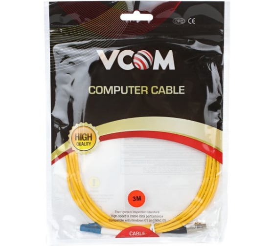 Оптический шнур VCOM LC-FC, UPC, одномодовый, Simplex VSU301-3M