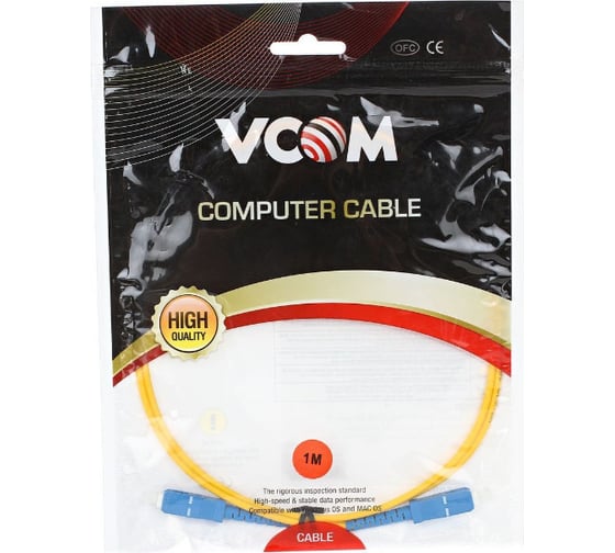 Оптический шнур VCOM SC-SC, UPC, одномодовый, Simplex VSU202-1M