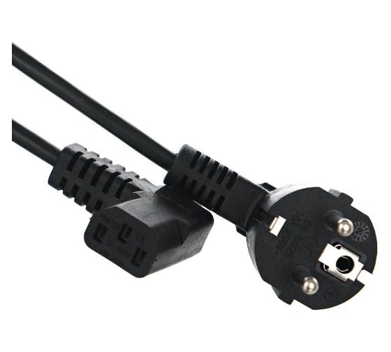 Угловой кабель компьютер-розетка Telecom 220V, 3м, европейский стандарт TP021DA-3-BK