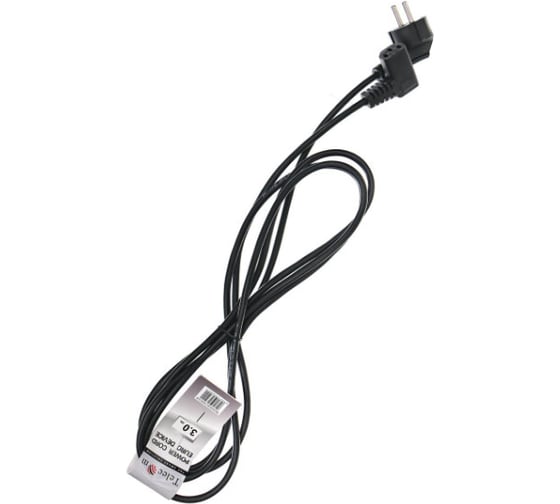 Угловой кабель компьютер-розетка Telecom 220V, 3м, европейский стандарт TP021DA-3-BK