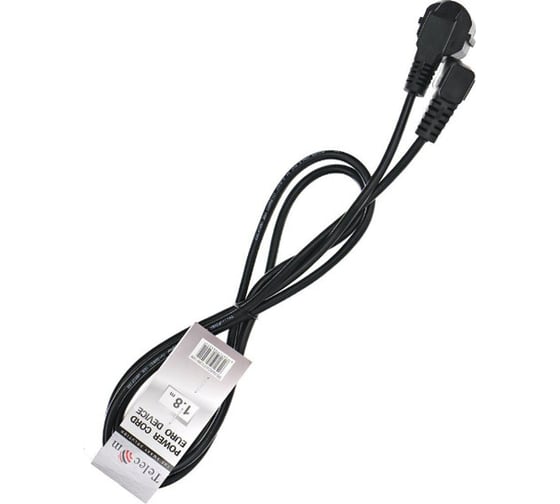 Кабель компьютер-розетка Telecom угловой, 220V, 1.8м, европейский стандарт TP021DA-1.8-BK