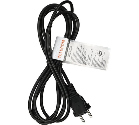 Кабель компьютер-розетка Telecom 220V EU /прямой/ VDE 3GX0,5mm2, 3,0m TE021-CU0.5-3M