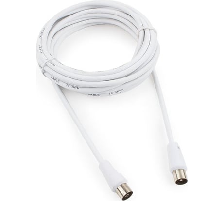 Телевизионный кабель Cablexpert Coaxial, M/F, белый, 5м CCV-515-W-5M
