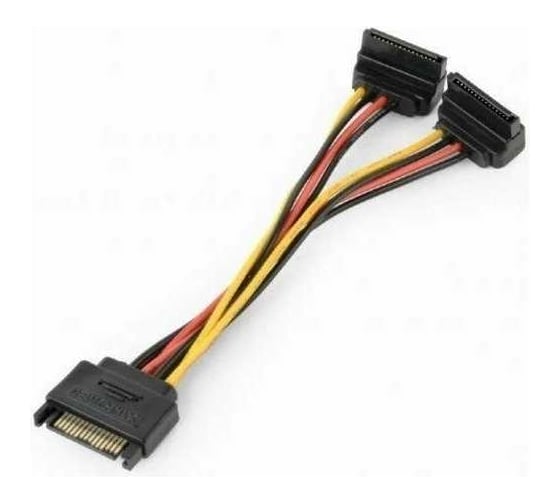 Кабель питания SATA Cablexpert 15pin /2x15pin на 2 SATA устройства, 15см, угловые разъемы CC-SATAM2F-02