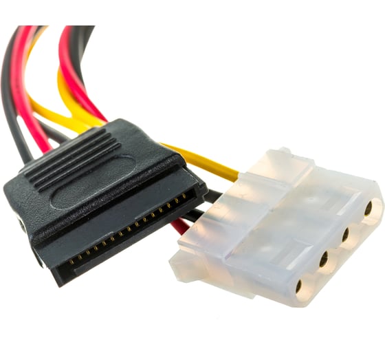 Кабель питания SATA Cablexpert molex 4pin/molex4pin+sata 15pin, 15см, на 2 устройства CC-SATA-PSY2