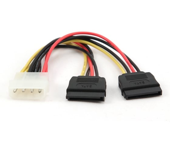Кабель питания Cablexpert SATA molex 4pin/2xsata 15pin, на 2 устройства, 15см, пакет CC-SATA-PSY