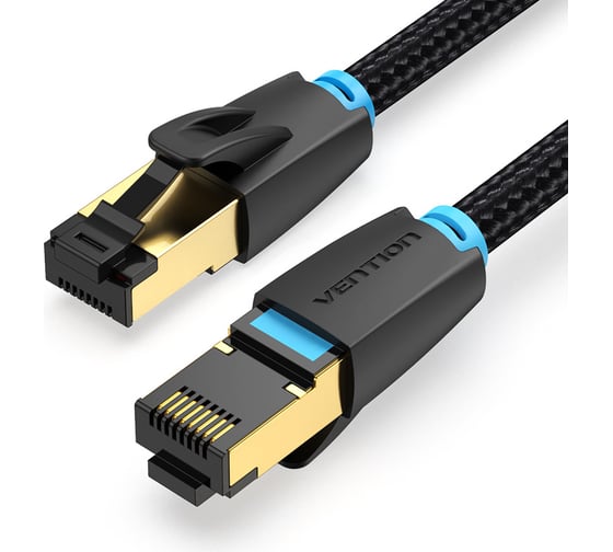 Патч-корд прямой VENTION SFTP cat.8 RJ45 - 3м. Черный Тканевая оплетка IKGBI