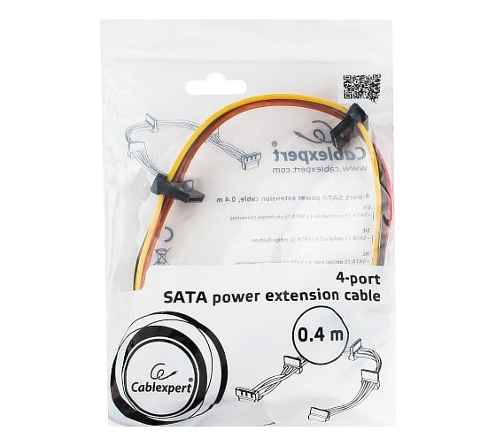 Кабель-разветвитель питания SATA, Cablexpert 15pin(M) / 4x15pin(F), медн.проводник, 40см, пакет, CC-SATAMF-03
