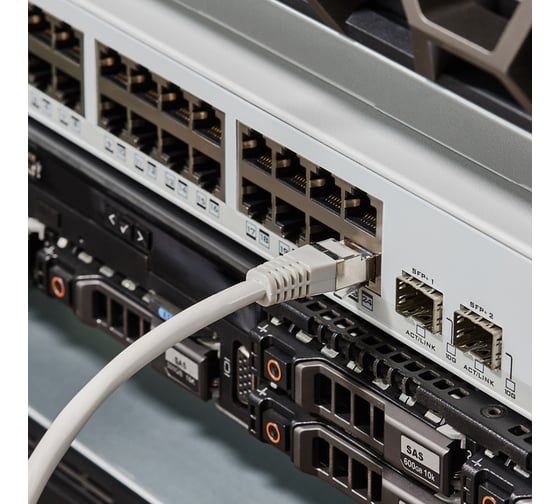 Патч-корд REXANT FTP, CAT5e, LSZH, 2 м, экранированный, серый 18-8005-1