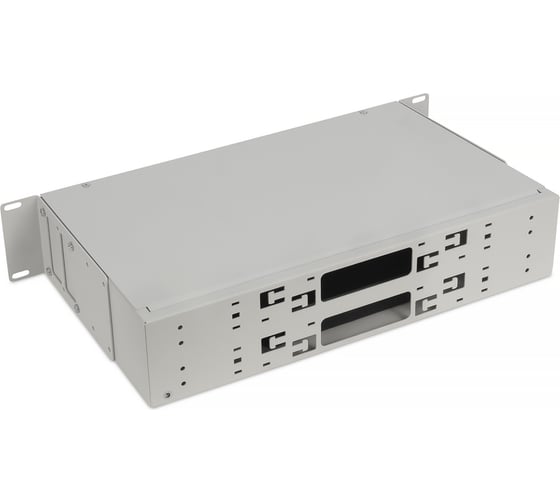 Кросс бокс оптический Cabeus 19" 2U на 6 адаптерных панелей, цвет серый FO-CS-19-6FP-GY