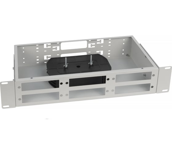 Кросс бокс оптический Cabeus 19" 2U на 6 адаптерных панелей, цвет серый FO-CS-19-6FP-GY