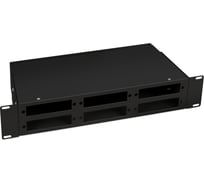 Кросс бокс оптический Cabeus 19" 2U на 6 адаптерных панелей, цвет черный FO-CS-19-6FP-BK