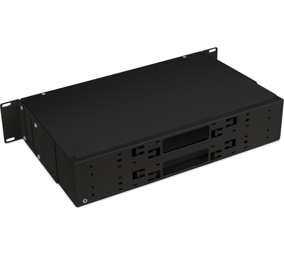 Кросс бокс оптический Cabeus 19" 2U на 6 адаптерных панелей, цвет черный FO-CS-19-6FP-BK