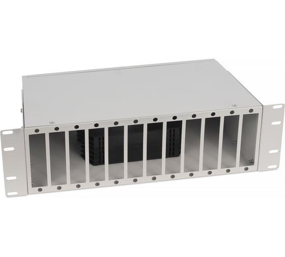 Кросс бокс оптический Cabeus 19" 3U на 12 адаптерных панелей, цвет серый FO-CS-19-12FP-GY 1