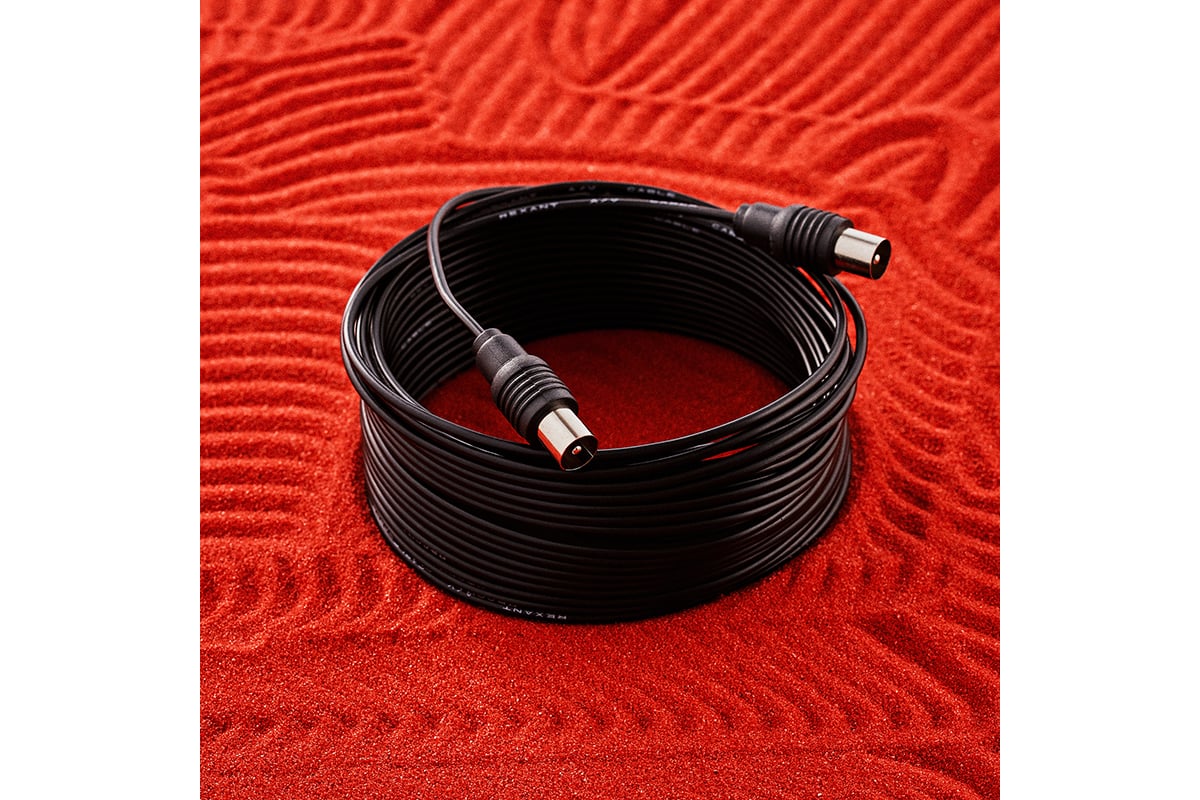 Кабель REXANT ВЧ ТВ штекер - ТВ штекер, длина 10 метров, черный 17-5026 ...