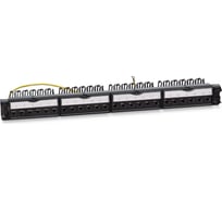 Патч-панель Cabeus 19" (1U), 24 порта RJ-45, категория 6, полностью экранированная, с задним кабельным организатором, безинструментный монтаж (арт.033562) PL-24-KJ-RJ45-Cat.6-SH-180T