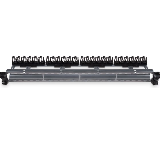 Патч-панель Cabeus 19" (1U), 24 порта RJ-45, категория 6a, с задним кабельным организатором, безинструментный монтаж PL-24-KJ-RJ45-Cat.6a-180T