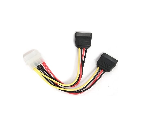 Кабель питания Cablexpert, SATA, 30 см, molex 4pin/2x sata15pin, на 2 устройства, пакет, CC-SATA-PSY-0.3M