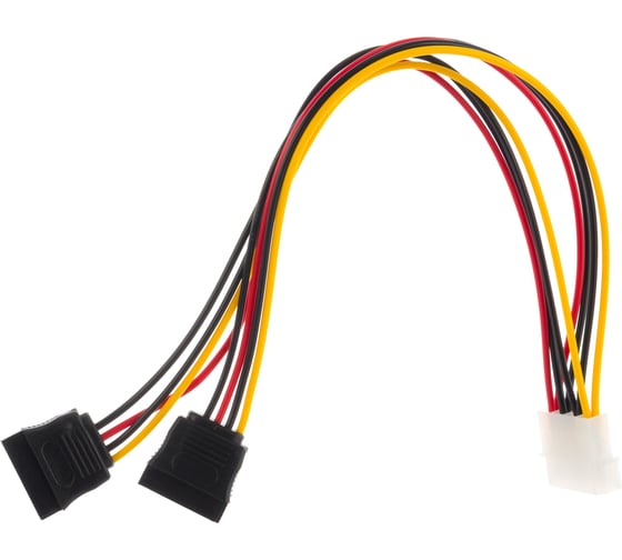 Кабель питания Cablexpert, SATA, 30 см, molex 4pin/2x sata15pin, на 2 устройства, пакет, CC-SATA-PSY-0.3M