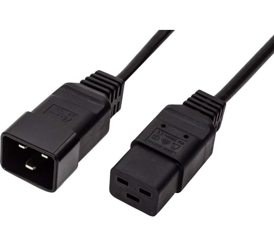 Кабель питания Filum ПВС-АП 3x2.5 С19 - C20, 220/250В, 16А, чёрный, 3м FL-PC-C19/C20-C3-3.0-BK 1
