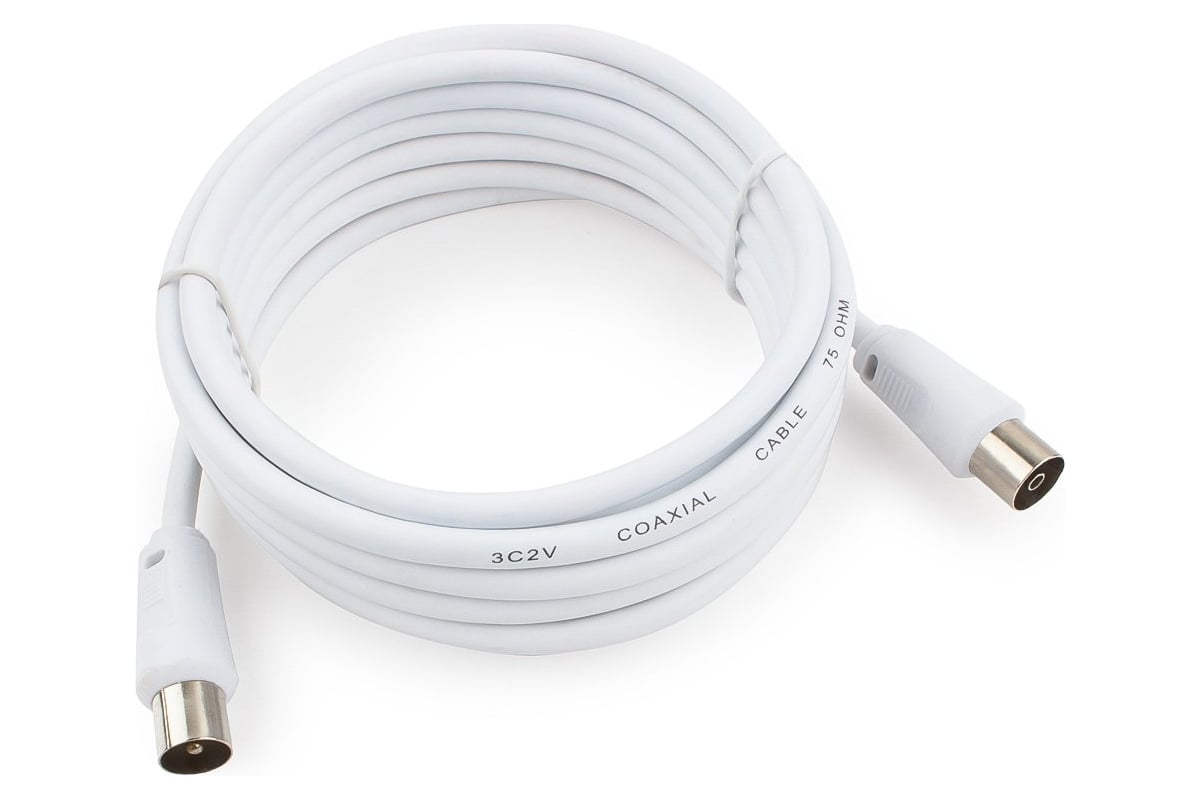 Телевизионный кабель Cablexpert CCV-515-W-3M Coaxial M/F белый 3м