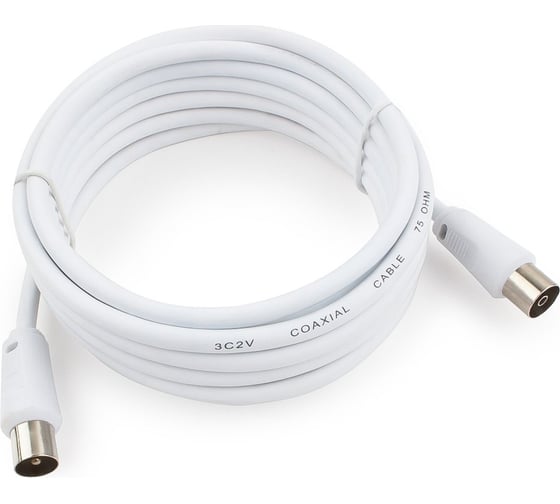 Телевизионный кабель Cablexpert Coaxial M/F белый 3м, CCV-515-W-3M