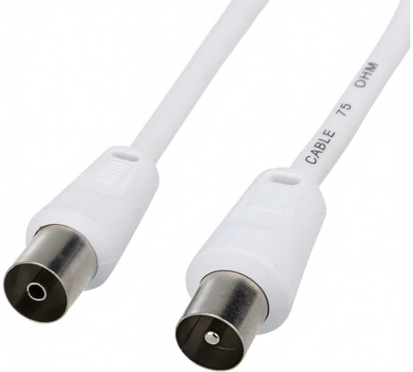 Шнур REXANT ТВ гнездо - ТВ штекер, длина 1,5 метра, белый 18-0002