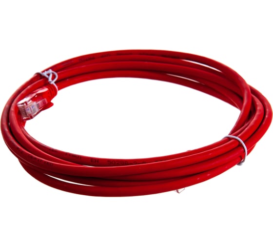 Патч-корд LANMASTER RJ45 - RJ45, 4 пары, UTP, категория 5е, 3 м, красный, LAN-PC45/U5E-3.0-RD