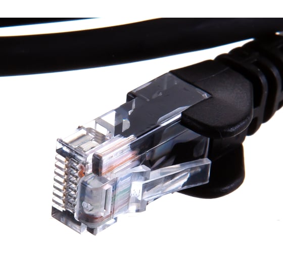 Патч-корд LANMASTER RJ45 - RJ45, 4 пары, UTP, категория 5е, 1 м, черный, LSZH, LAN-PC45/U5E-1.0-BK