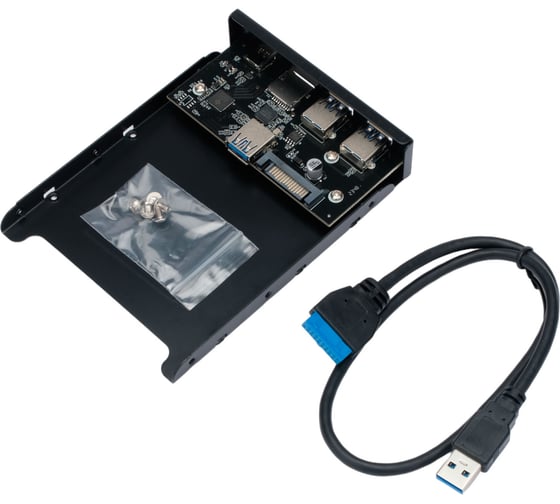 Планка Gembird USB 3.0 на переднюю панель 3.5", 2 порта USB и порт Type-C, SD+TF, коробка, FP3.5-USB3-2A1C-CR