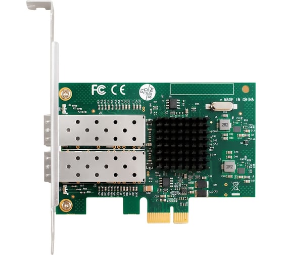 Сетевой адаптер ExeGate EXE-82576-F2 PCI-E x1 v2.0, порты 2xSFP, 10 100 1000Mbps, Gigabit Server NIC Intel Chipset 82576-F2 296229