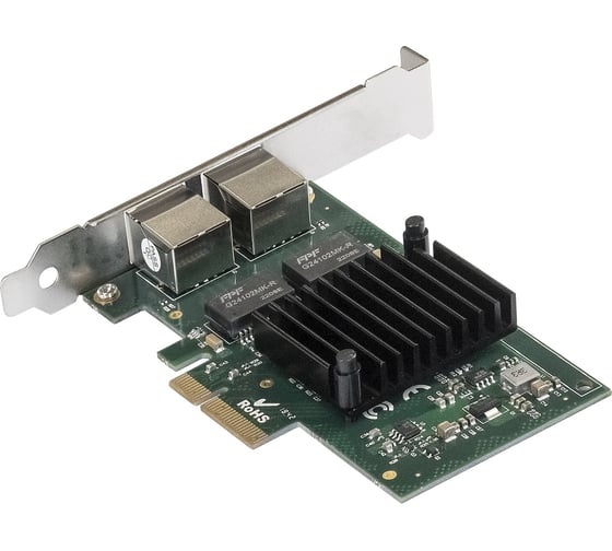 Сетевой адаптер ExeGate EXE-I350-T2V2 PCI-E x4 v2.1, порты 2xRJ45 медные, 10 100 1000Mbps, Gigabit NIC Intel Chipset NHI350AM2 292506