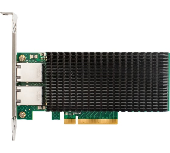 Сетевой адаптер ExeGate EXE-X540-T2 PCI-E x8 v3.0, порты 2xRJ45 медные, 10Gb s 10 5 2.5 1Gb s, 100Mb s, Server NIC Intel Chipset X540-AT2 296226