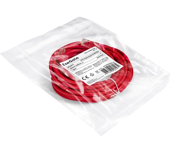 Патч-корд ExeGate UTP-RJ45-RJ45-C6-5M-RD, UTP, cat.6, 5м, красный 295999