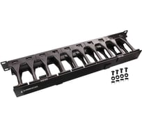 Кабельный органайзер LANMASTER 19" c пластиковыми пальцами глубиной 106 мм и крышкой, 2U LAN-ORG-PF/S-2U