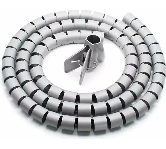 Органайзер для проводов TWIST пластиковый с приспособлением для укладки  15mm серый 2м WKS-D15-GR-2M