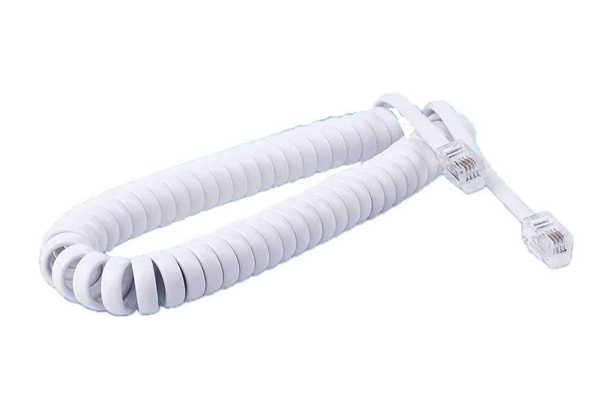 Шнур телефонный витой TWIST 4p4c белый 2,5 м PHC-S-4p4c-W-2.5M ...