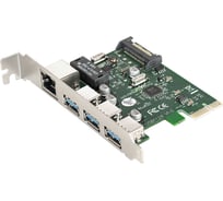 Контроллер сетевой ExeGate EXE-361 PCI-E x1 v2.0, 3*USB3.0 ext. + LAN UTP 1000Mbps, разъем доп.питания, Chipset VL805 + RTL8153B 283714 32948826