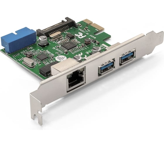 Контроллер сетевой ExeGate EXE-362 PCI-E x1 v2.0, LAN UTP 1000Mbps + 2*USB3.0 ext. + 1*19pin int. внутренние коннекторы для подключения 2*USB3.0 портов на корпус 290278 1