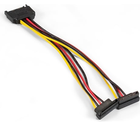 Кабель ExeGate питания SATA EX-CC-SATAM2F 15pin M 2x15pinF, угловые разъемы 294796