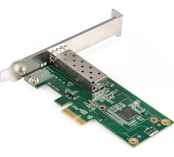 Сетевой адаптер ExeGate EXE-i210-F1 PCI-E x1 v2.0, порт 1xSFP медный, 10 100 1000Mbps, Gigabit Server NIC Intel Chipset I210-F1 296228